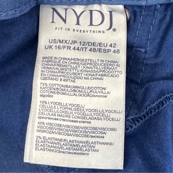 NYDJ Size 12 Sheri Rivet Side Slit Slim Ankle Royal Blue 5 Pocket Jeans - Picture 5 of 7
